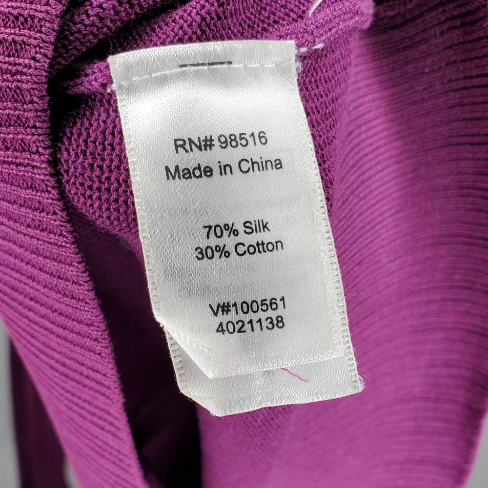 Coldwater Creek Button Cardigan Women 1X V-Neck‎ Purple Silk Cotton Knit Preppy